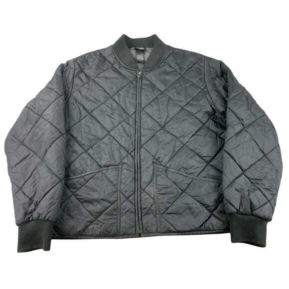 Dickies Diamond Quilted Jacket Men XL Black Nylon Bomber Jersey Lined Workwear - Picture 1 of 8